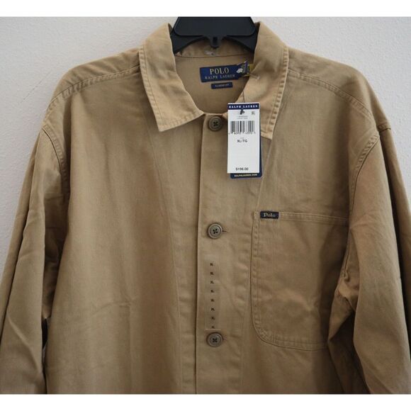 Polo Ralph Lauren Men Sz XL Luxury Beige Classic Fit Twill Utility Overshirt $19 - Picture 3 of 9